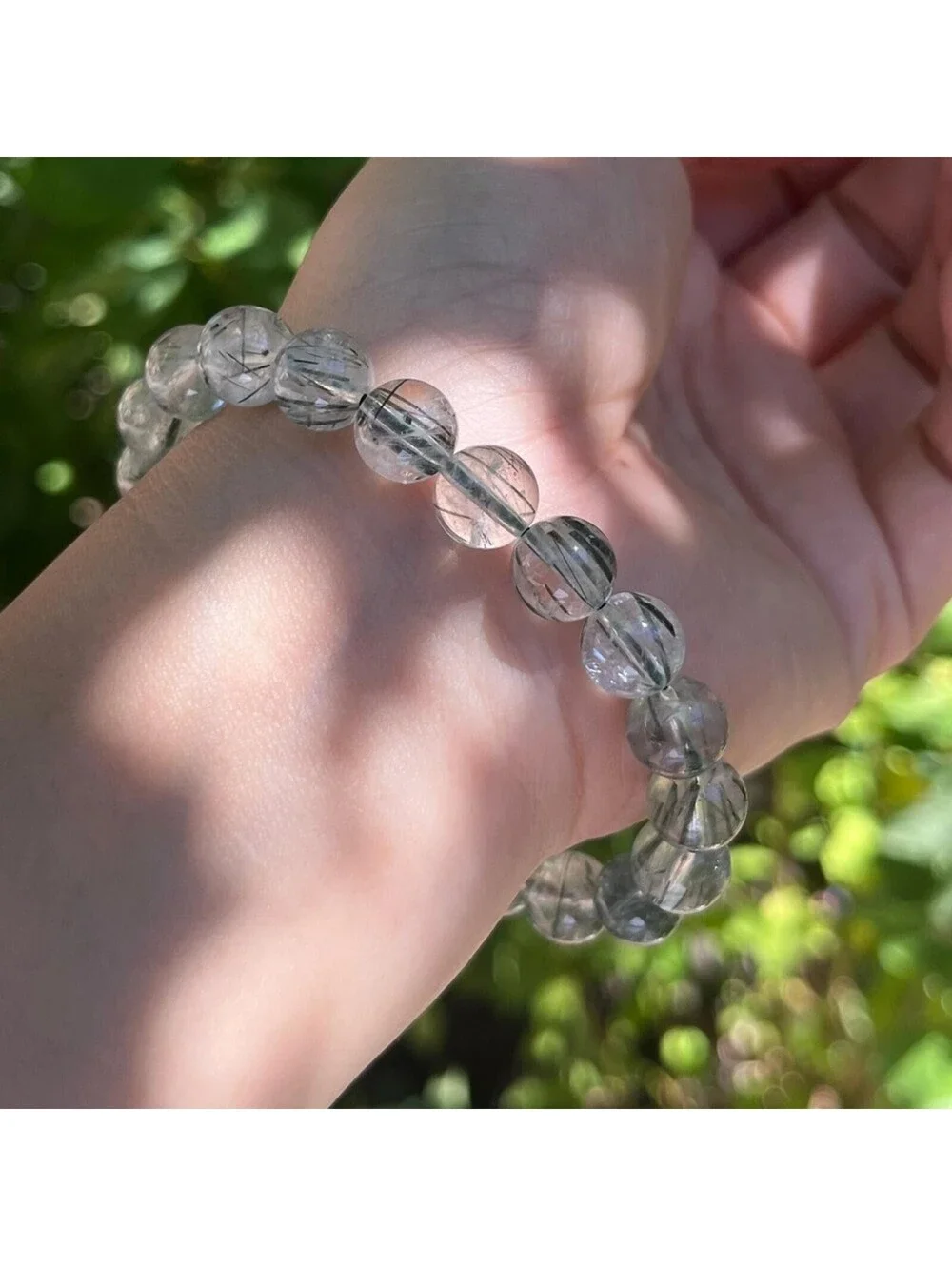 9.5mm stretchable green rutilated quartz bracelet 1832